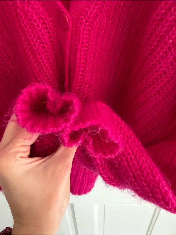 Sézane Pink Kid Mohair Merino Wool Button Cardigan Sweater Size S - Image 8