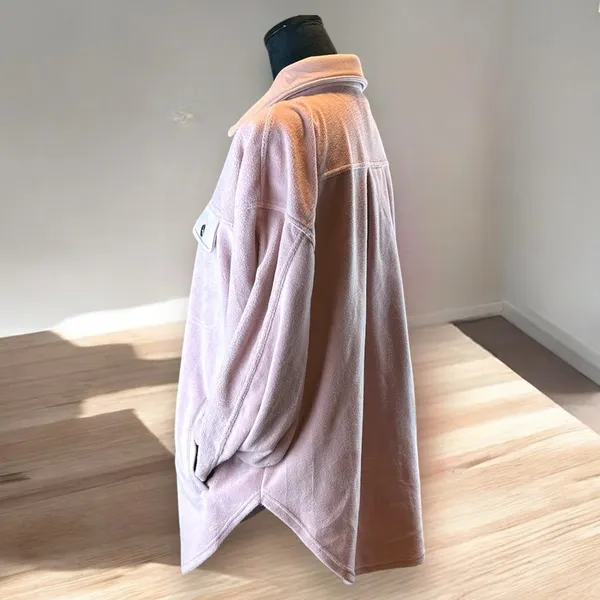 Bibi Women's Fleece Jacket Light Pink Mauve Oversized‎ Relaxed Fit SM Pockets - Image 4