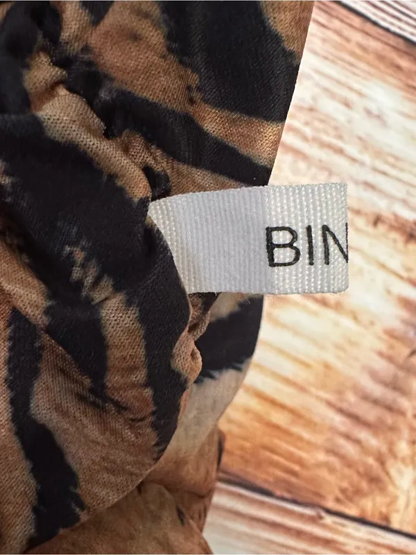 Bingo Brown Tiger Black Stripe Print Cropped Halter Top OS - Image 10