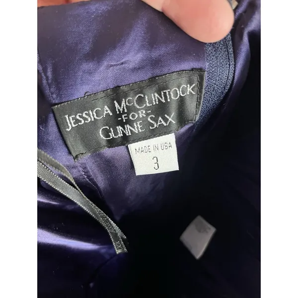 Jessica McClintock for Gunne Sax Blue Glitter Strapless Formal Dress Size 3 - Image 10