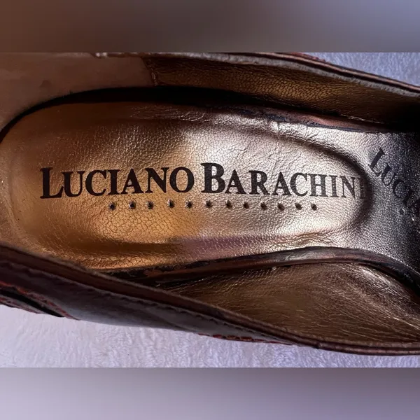 Luciano Barachini Gold Designer Pointy Toe Heel Size 8.5 - Image 10