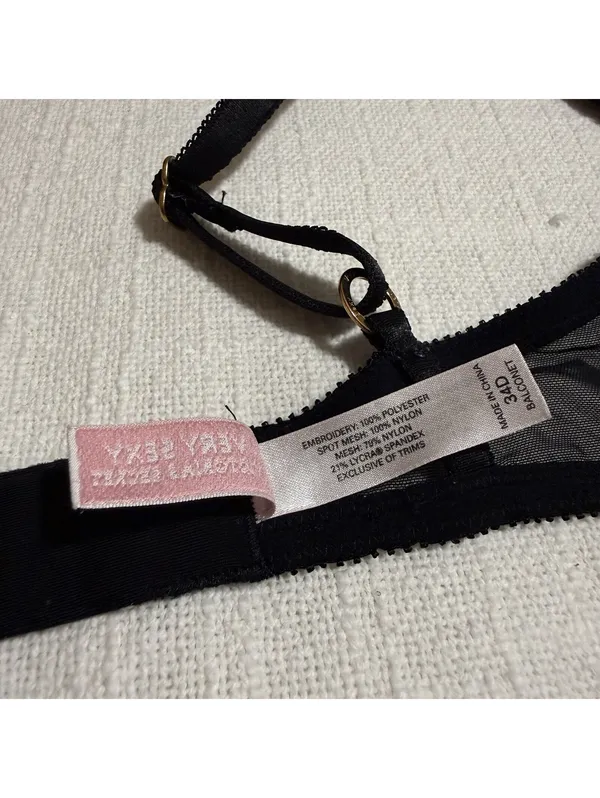 Victoria’s Secret Black & Purple Lace Very Sexy Balconet Bra Underwire 34D - Image 7