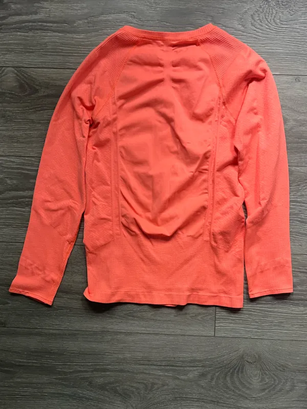 NEW Athleta Orange Fitted Long Sleeve Quarter Zip Active Workout Gym Shirt S - Image 2