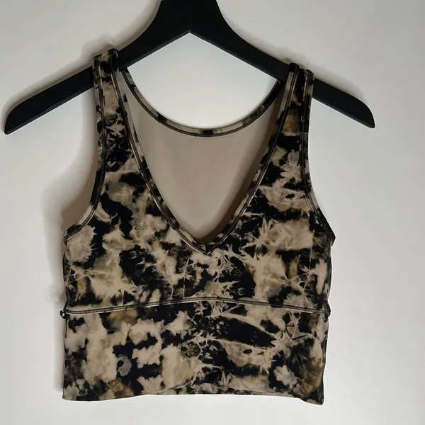 LULULEMON Power‎ Pivot Tank Top Everlux Ice Dyed Reversible Black Tan Size Small - Image 4