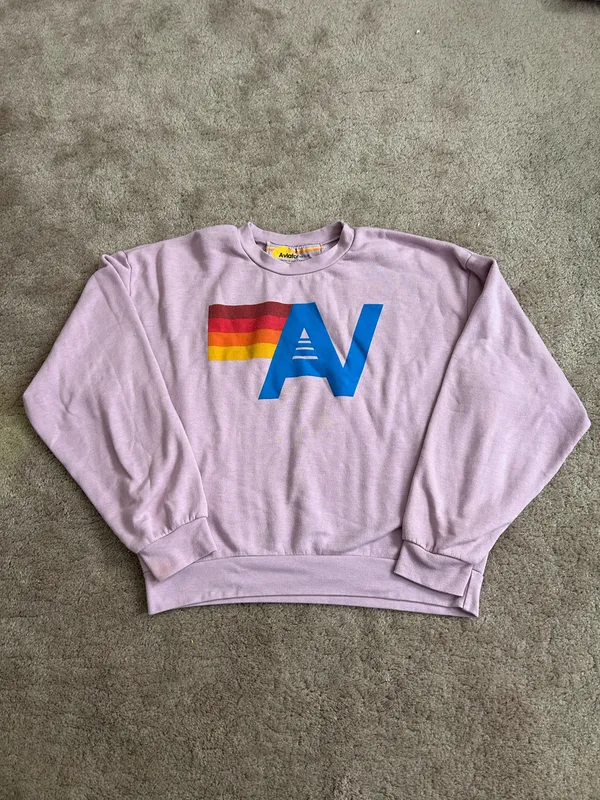 Aviator Nation Mauve Logo Relaxed Crewneck Sweatshirt Small Sold Out! Loungewear - Image 2