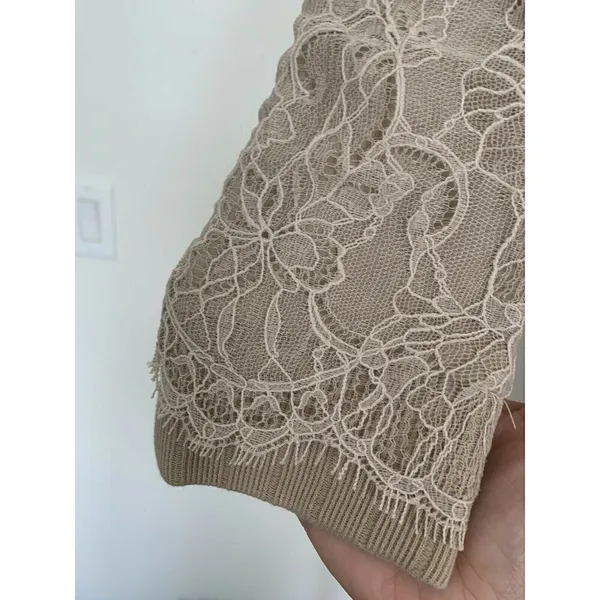 NEW Blue Life Light Beige Lace Zip Jacket Blazer Mandarin Collar jacket XS XSMAL - Image 6