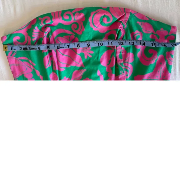 Lilly Pulitzer sz 10 Women Pink Green Crab Scallop Hem Dress Party Preppy Vintage - Image 5