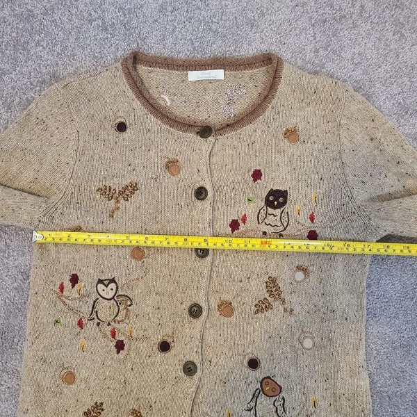 Vintage Christopher & Banks Novelty Cardigan Womens Sm OWL Embroidery 90s Y2K - Image 11