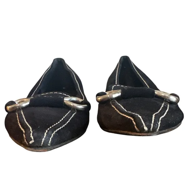 Prada Vintage Black Suede Horsebit Pointed Toe Loafers Black IT 38 US 8 Archive - Image 2