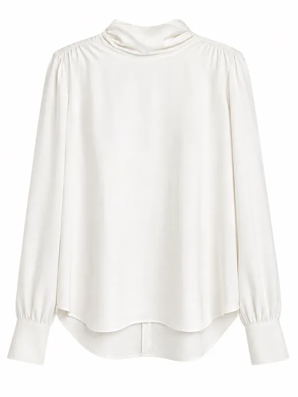Ann Taylor Petite Women’s Ivory Cowl Neck Long Sleeve Blouse. Size: Small Petite - Image 2