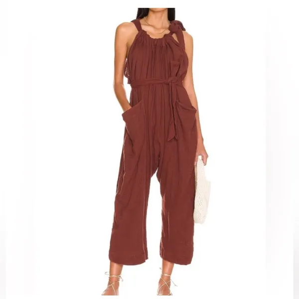 Free‎ People Henriette Jumpsuit Romper in Raisin NWT - Image 3