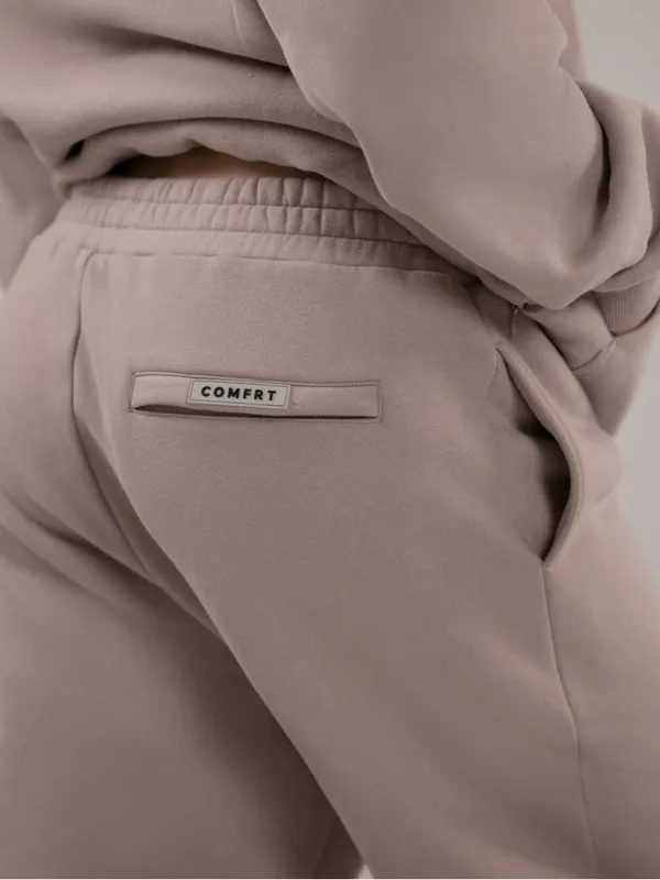 Comfrt Travel Essentials Sweatpants Size Small Bark Beige Zipper Back Pocket - Image 2
