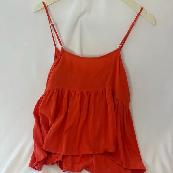 Boutique Women’s Bright Orange Blue Embroidered Summer Sleeveless Blouse - Image 2