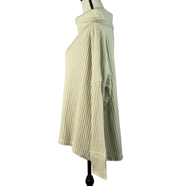 Free People Medium Thermal Top Juicy Cowl Neck Split Back Long Sleeve Stone Cold - Image 11