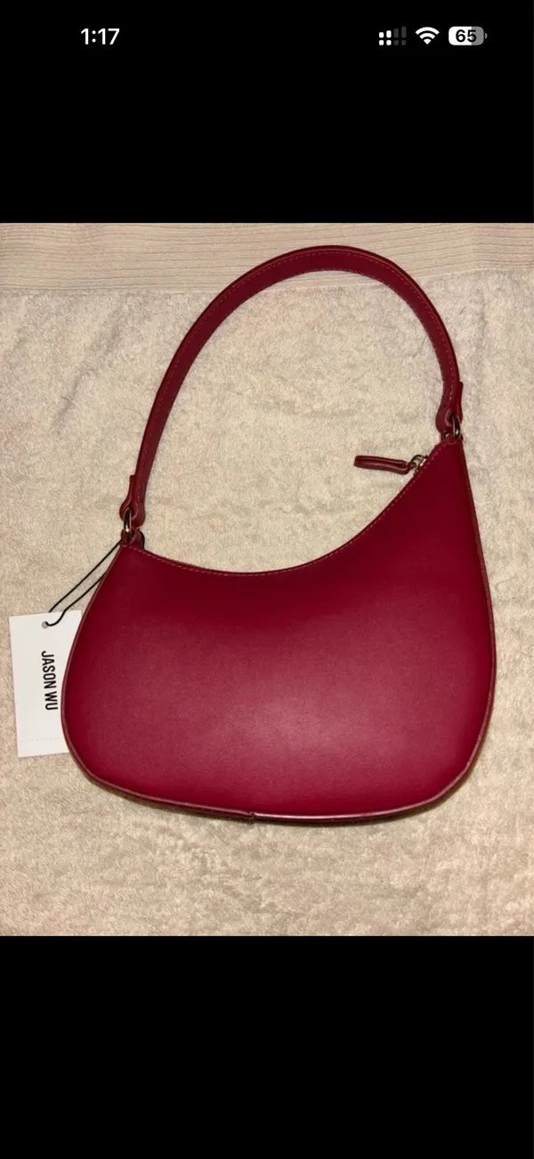 Jason Wu Small Burgundy Crescent Shoulder Bag Zip Logo Matte Gold Hardware - Image 4