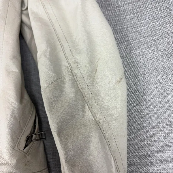 BB Dakota Jacket Womens Medium Cream Leather Moto Biker Bella Swam Twilight - Image 8