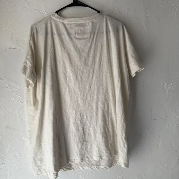 Ruff Hewn Shirt Womens Large White‎ Short Sleeve Button V Neck Pocket Casual Top - Image 7