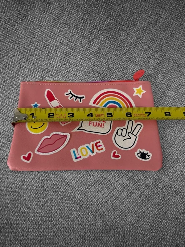 IPSY Pink Makeup Cosmetic Pouch Rainbow Emoji Zipper Travel Organizer Bag - Image 4