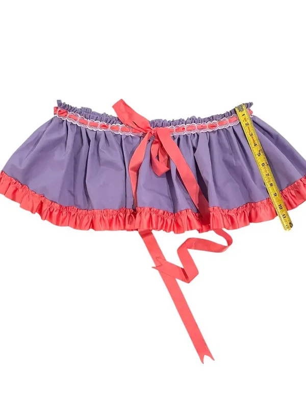 Purple and Pink Ruffle Tutu Skirt with Headband Tie - Image 3