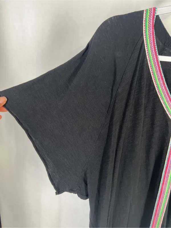 Pitusa Pima Mini Abaya Black Inca Trim Dress Swim Cover Up Standard - Image 4