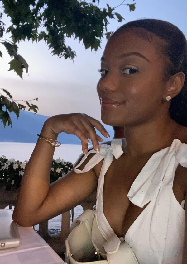 White Shoulder Tie Mini Dress - Image 3