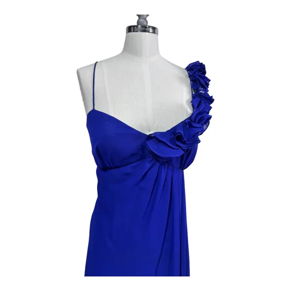 Adrianna‎ Papell Hailey One Shoulder Ruffle Chiffon Prom Gown Formal Women's 14 - Image 11