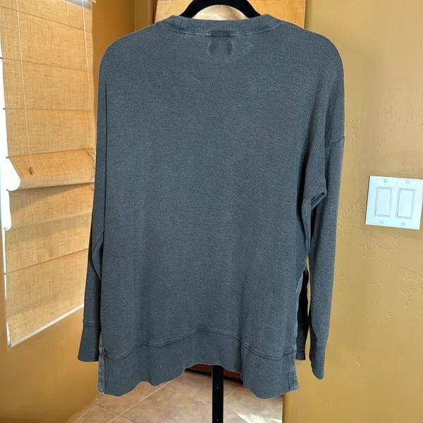Aerie Gray Waffle Knit Pullover Oversized Size Small - Image 7
