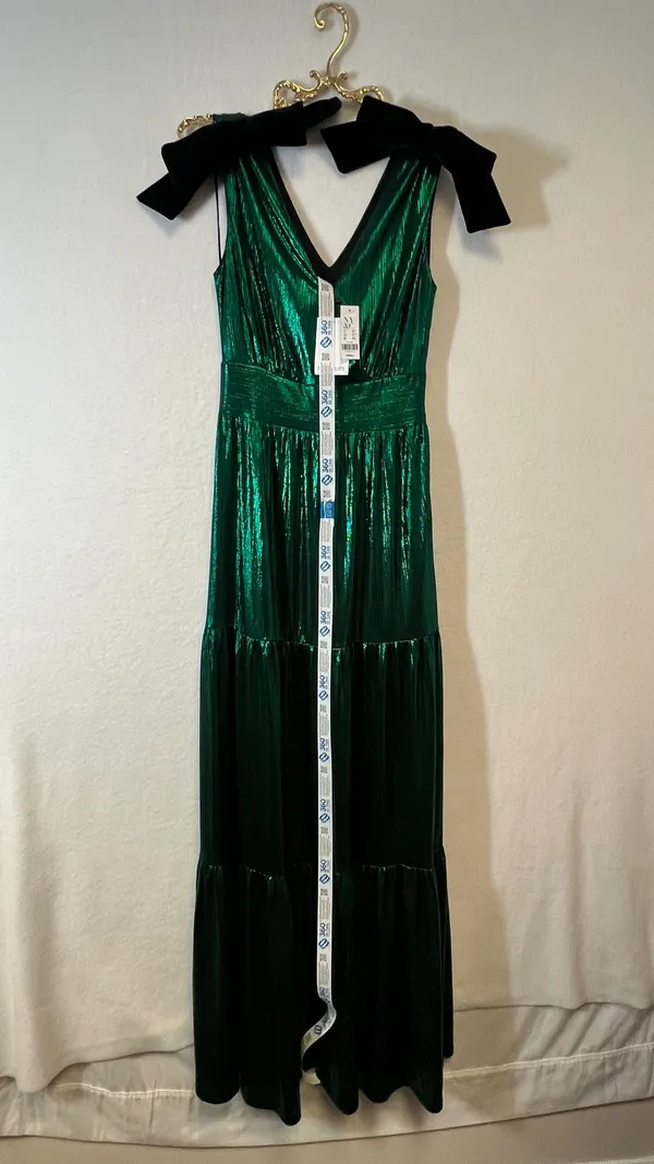 Sugarlips Liquid Satin Emerald Green Metallic Maxi Dress - Image 17