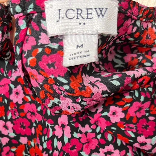 Romantic Floral Long Sleeve Blouse Pink Red‎ J.Crew Womens Size M - Image 4