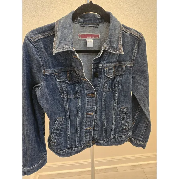 Gap Vintage Denim Jacket Y2K Red Tag M Womens Blue Medium Wash Trucker Jean - Image 2