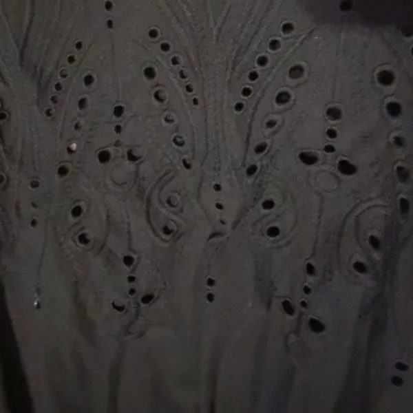 Adiva Black Eyelet Embroidered Sleeveless Top Ruffle‎ Neck Cotton Blouse Large - Image 15
