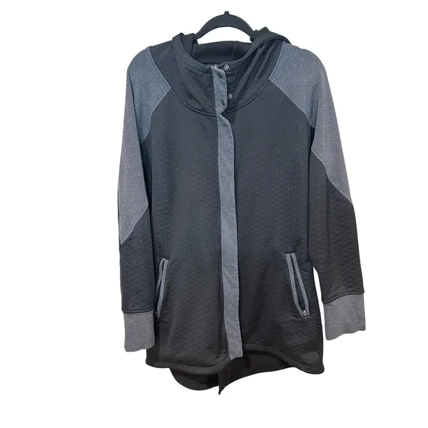 The North Face Recover Up Quilted Jacket Black Grey Longline Zip Up Womens XL - Image 2