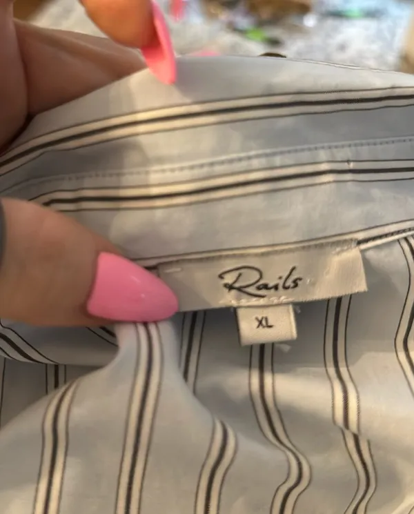 Rails Livy Shirt - Hampton Stripe Blue & White Pinstriped Button Down Shirt - Image 13