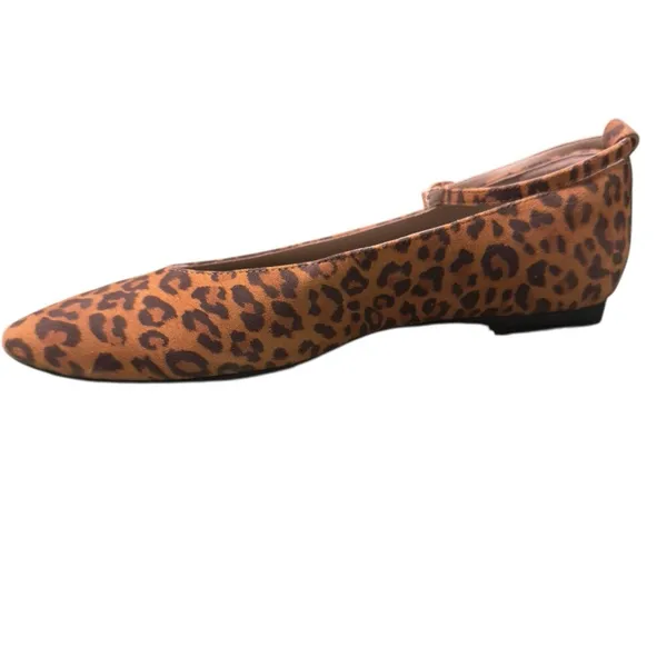 Reden Leopard Print Calf Hair Pointed Toe Ankle Strap Ballet Flats Women’s EU 39 - Image 6