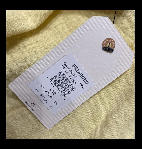 Billabong Soft Yellow romper - size Large / New w/tag - Image 6