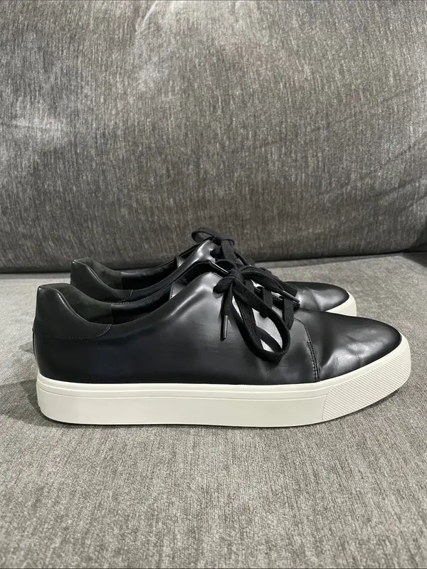 Vince Black Leather Sneakers Size 9 - Image 4