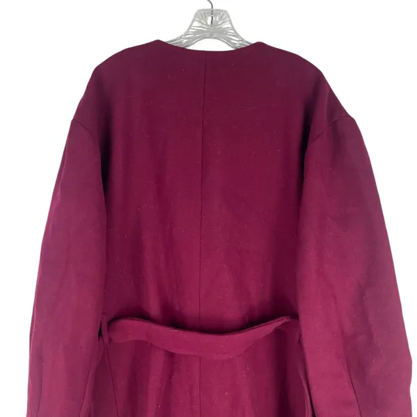 Ann Taylor Tie Waist Balloon Sleeve Wool Blend Coat Mulberry Size XXL - Image 10