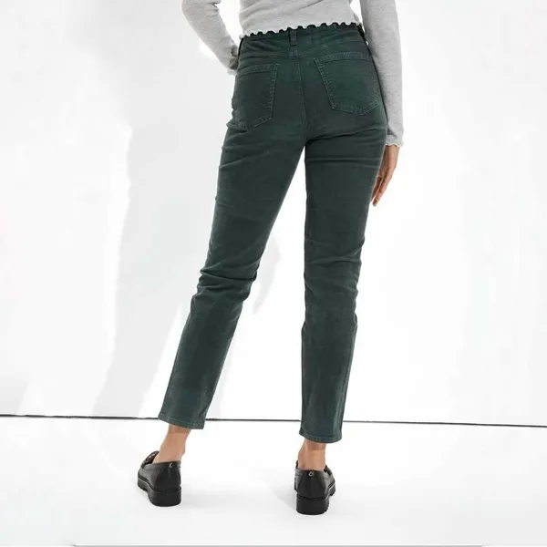 American Eagle Corduroy‎ Crop Pants Mom Straight Jean Teal Green 4 Y2K Twee - Image 3
