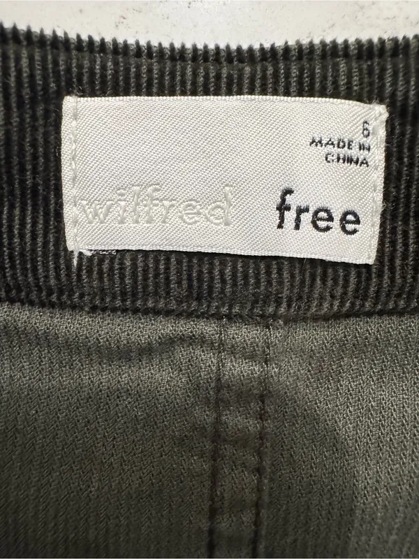 Wilfred Free Aritzia Olive Green Corduroy Mini Skirt Side Zip Size 6 - Image 3