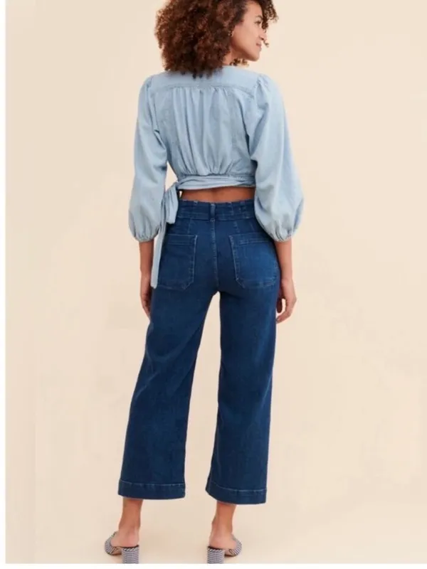 Anthropologie Pilero The Skipper Cropped Wide Leg Jeans Sz 27 tall - Image 2