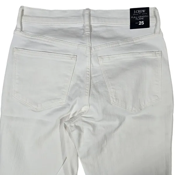 J Crew‎ Full Length Flare Jeans White Signature Stretch Size 25 - Image 4