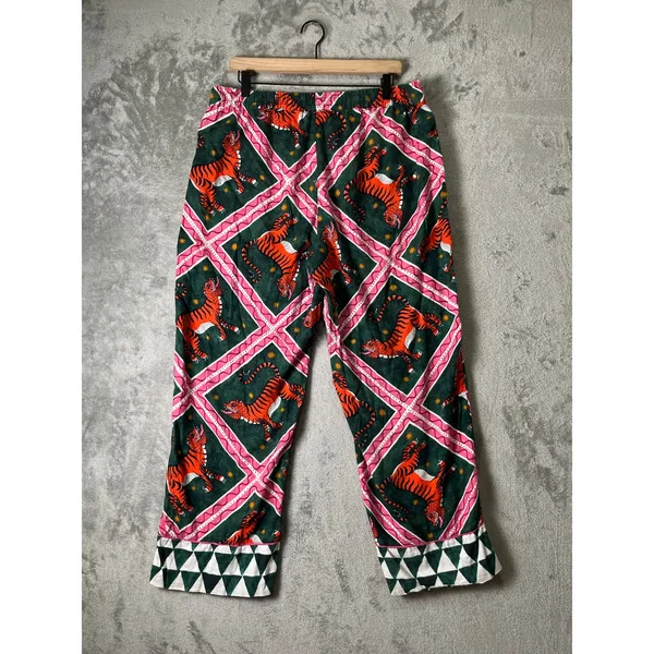 Anthropologie Corinne Lent Tigress Flannel Pajama Pants Large Loungewear Comfort - Image 3