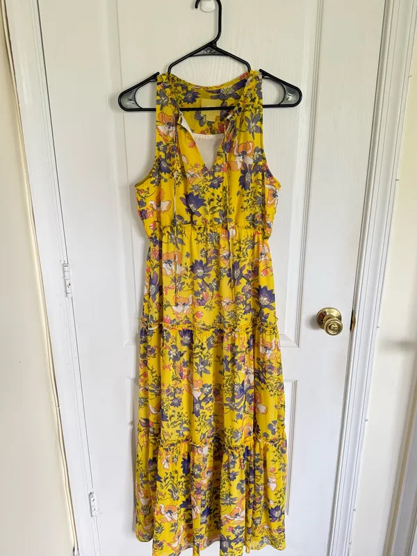 Anthropologie Maeve Yellow with Purple Floral Maxi Dress - Image 2