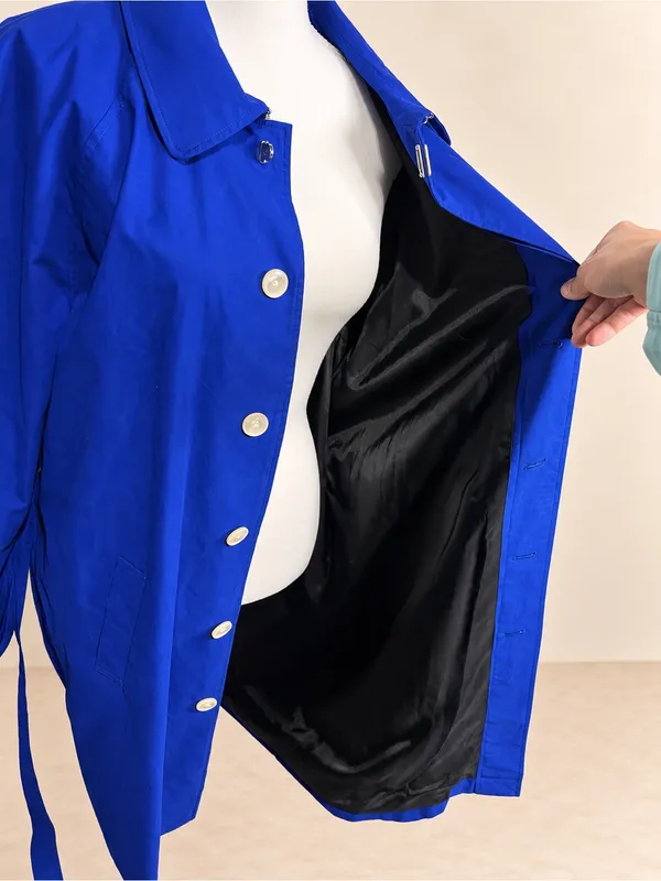 Ralph Lauren Cobalt Blue Belted Long Trench Coat - Image 8