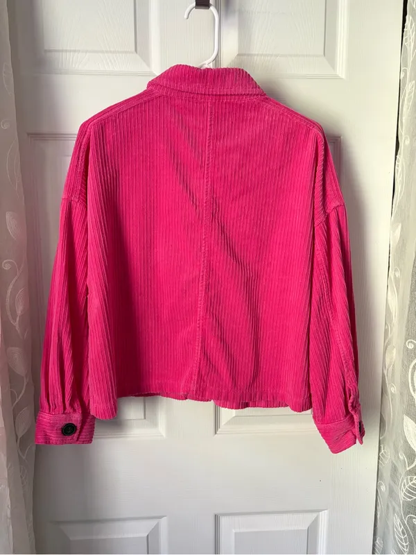 Zara oversized cropped Corduroy Button-Front Jacket cotton size M - Image 7
