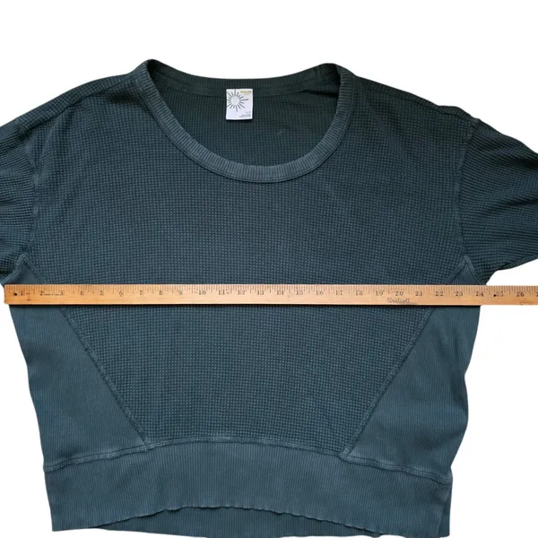 OFFLINE By Aerie Wow! Waffle Knit Oversized Long Sleeve Size S Tshirt Dark Green - Image 12