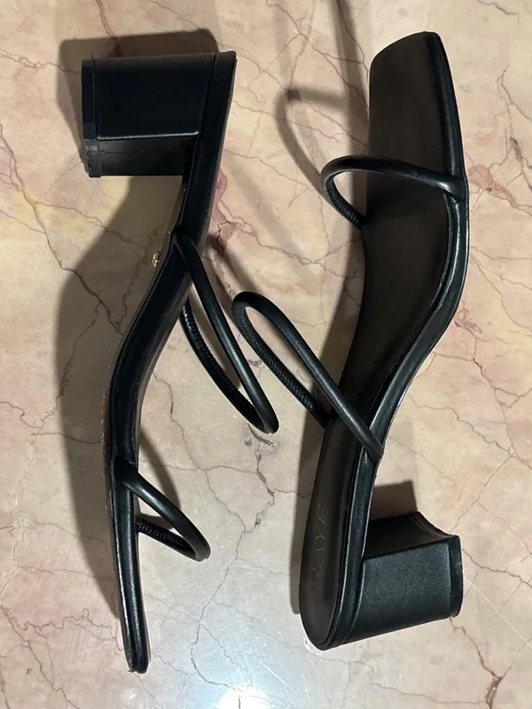 RAYE Etienne Low Heel in Black Leather 10 with Box Womens sandals - Image 9