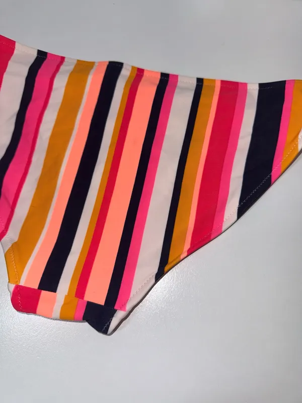 Aerie Pink Multi Striped Bikini Bottoms Low Rise Full Coverage - Image 5