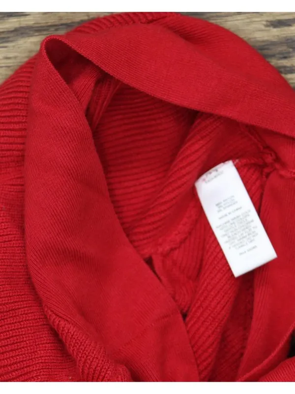 Express Womens Cropped Knit Tie Back Top Red S - Image 4