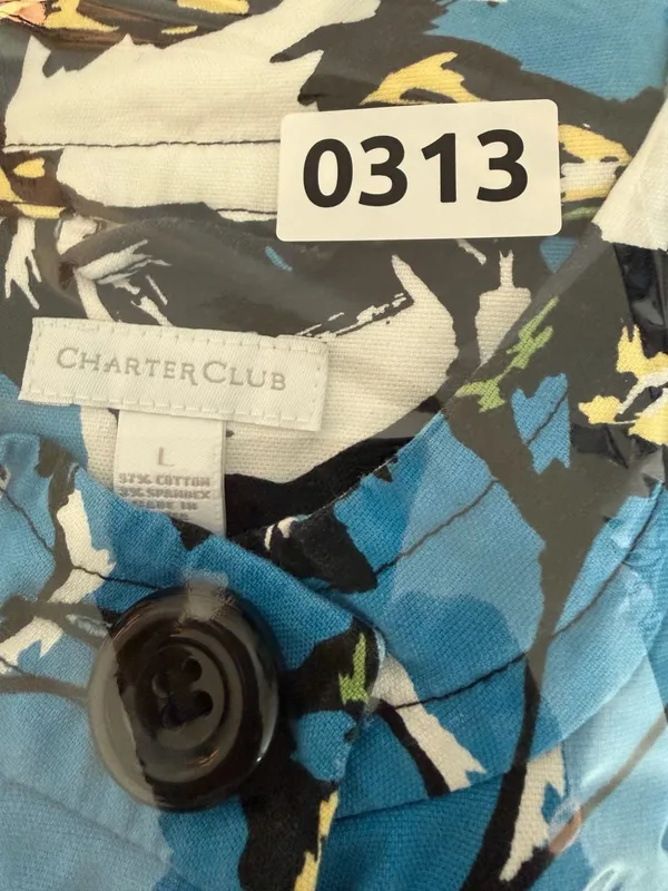 Vintage Charter Club‎ Women's Abstract Floral Print Chino Jacket, Large - Image 7